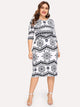 Plus Tribal Print Sheath Dress