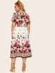 Plus Surplice Front Floral Print Dress