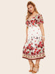 Plus Surplice Front Floral Print Dress