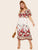 Plus Surplice Front Floral Print Dress