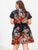 Plus Surplice Front Floral Print Shirred Dress