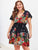 Plus Surplice Front Floral Print Shirred Dress