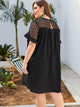 Plus Contrast Lace Flounce Sleeve Dress