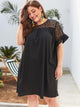 Plus Contrast Lace Flounce Sleeve Dress