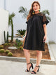 Plus Contrast Lace Flounce Sleeve Dress