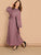  Plus Frill Neck Bishop Sleeve Buttoned Dress