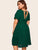  Plus Knot Back Plunging Neck Pleated Dress