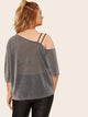 Plus Asymmetrical Neck Glitter Tee