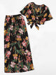 Plus Surplice Front Floral Print Blouse With Pants