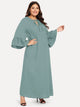 Plus Tie Neck Bell Sleeve Maxi Dress