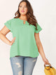 Plus Keyhole Front Layered Raglan Sleeve Top