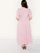 Plus Square Neck Button Front Puff Sleeve Maxi Dress