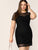  Plus Polka Dot Mesh Yoke Trim Bodycon Dress