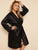 Plus Contrast Lace Satin Robe With Belt