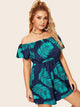 Plus Off-shoulder Tropical Print Romper