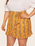 Plus Floral Print Ruffle Hem Skirt