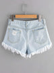 Plus Raw Hem Ripped Denim Shorts