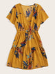 Plus Surplice Front Floral Print Dress