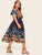 Plus Surplice Front Floral Print Dress