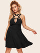 Plus Cut Out Solid Fit & Flare Dress