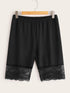 Plus Solid Eyelash Lace Hem Shorts