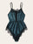 Plus Contrast Lace Scalloped Trim Satin Romper Bodysuit