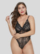 Plus Floral Lace Cut-out Sheer Teddy Bodysuit