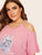 Plus Cartoon Cold Shoulder Pajama Set