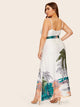 Plus Self Tie Tropical Print Cami Dress