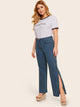 Plus Metal Button Side Jeans