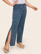 Plus Metal Button Side Jeans