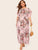 Plus Floral Print Petal Sleeve Dress