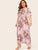 Plus Floral Print Petal Sleeve Dress