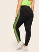 Plus Contrast Neon Lime Checkered Leggings