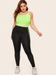 Plus Contrast Neon Lime Checkered Leggings