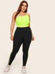 Plus Contrast Neon Lime Striped Leggings