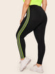 Plus Contrast Neon Lime Striped Leggings