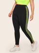 Plus Contrast Neon Lime Striped Leggings