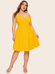  Plus Surplice Neck Solid Cami Dress