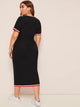 Plus Contrast Striped Side Pencil Dress