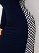  Plus Checked Panel Ringer Pencil Dress