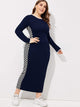  Plus Checked Panel Ringer Pencil Dress