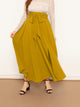 Plus Solid High Waist Belted Maxi Skirt