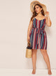 Plus Criss Cross Striped Cami Dress