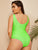 Plus Neon Lime Letter Low Back One Piece Swimwear