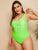 Plus Neon Lime Letter Low Back One Piece Swimwear