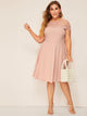 Plus Floral Lace Yoke Fit & Flare Dress