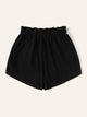 Plus Frill Elastic Waist Side Button Split Shorts