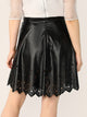 SHEIN Plus Zip Back Laser Cut Chevron Hem PU Skirt