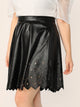 SHEIN Plus Zip Back Laser Cut Chevron Hem PU Skirt